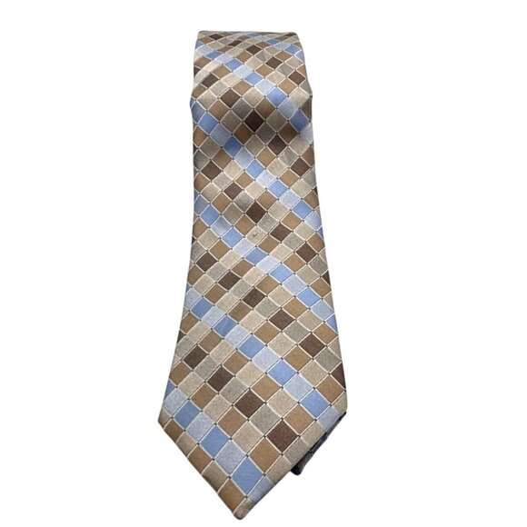 Perry Ellis Portfolio Stolk Geo Slim Silk Necktie, Taupe, OS - Picture 1 of 8